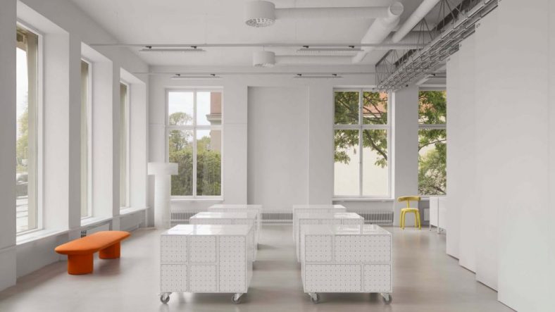 Form Us With Love designs perforated steel furniture for Stockholm studio