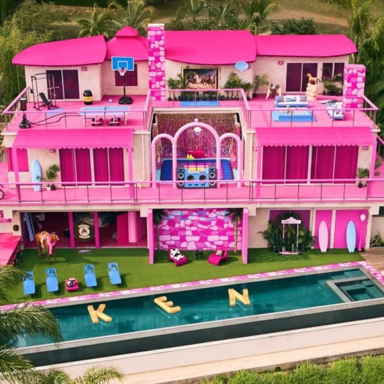 Barbie and Ken unveil bright-pink lifesize dollhouse in Malibu