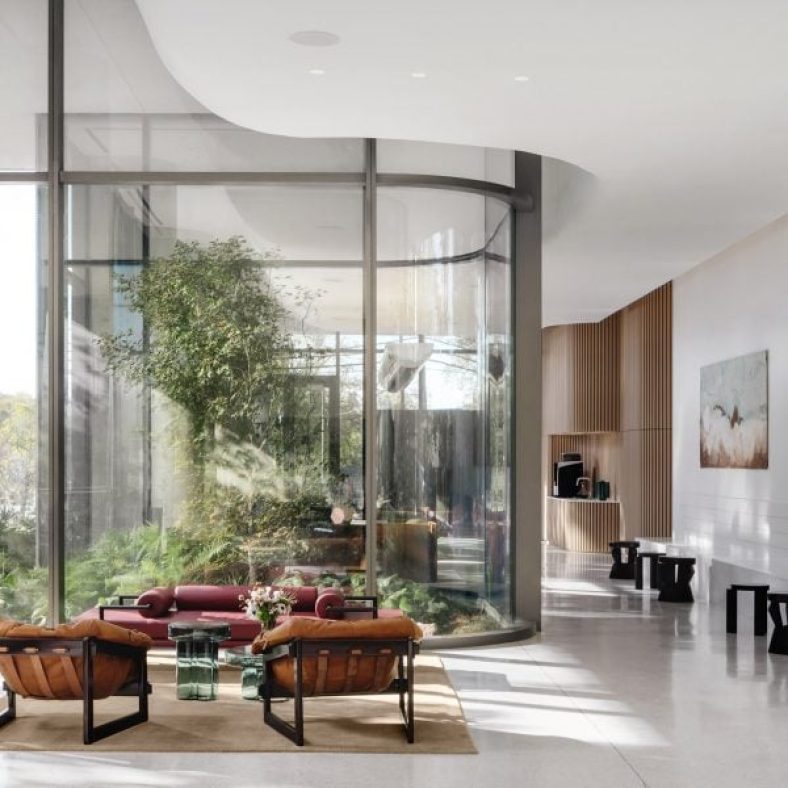 Michael Hsu utilises soft shapes for Austin skyscraper interiors